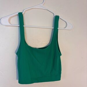 Zara Green Sleeveless Tank Top with Scoop Neckline and Cropped Fit